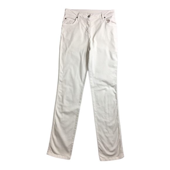 St. John Ivory Straight Leg High Rise Jeans - Picture 5 of 15